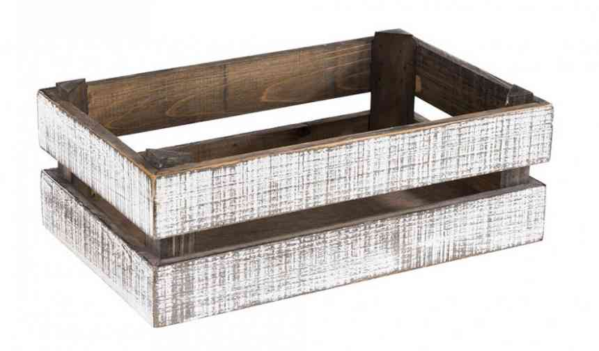 CAJA MADERA 29X18.5CM BLANCO VINTAGE