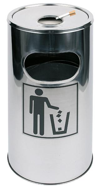 PAPELERA CON CENICERO SUPERIOR INOX