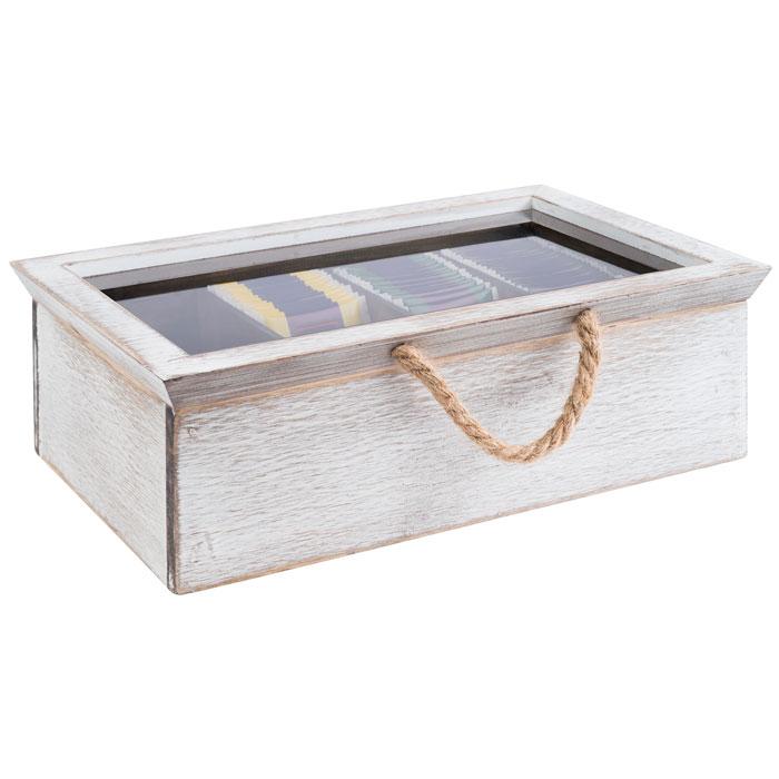 CAJA TE 4 COMPARTIMENTOS MADERA BLANCO