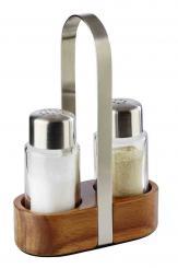 SOPORTE MADERA /INOX + SALERO/PIMENTERO